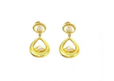 ORECCHINI PENDENTI IN ORO GIALLO 18 KT CON ZIRCONI