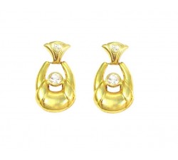 ORECCHINI PENDENTI IN ORO GIALLO 18 KT CON ZIRCONI