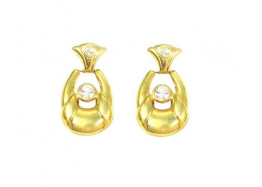 ORECCHINI PENDENTI IN ORO GIALLO 18 KT CON ZIRCONI