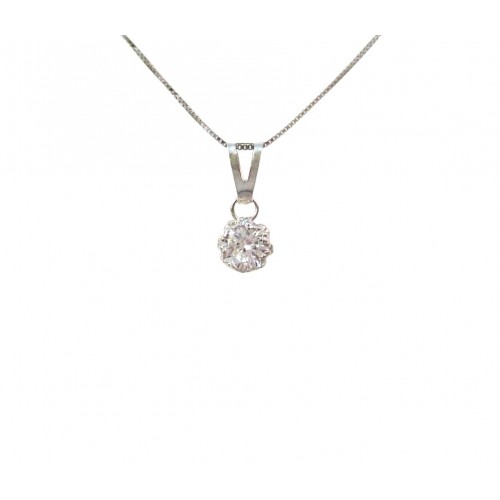 COLLANA PUNTO LUCE IN ORO BIANCO 18 KT CON ZIRCONE TAGLIO BRILLANTE