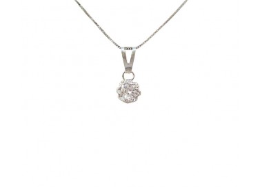 COLLANA PUNTO LUCE IN ORO BIANCO 18 KT CON ZIRCONE TAGLIO BRILLANTE