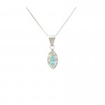 COLLANA E CIONDOLO IN ORO BIANCO 18 KT CON ACQUAMARINA E ZIRCONE TAGLIO BRILLANTE