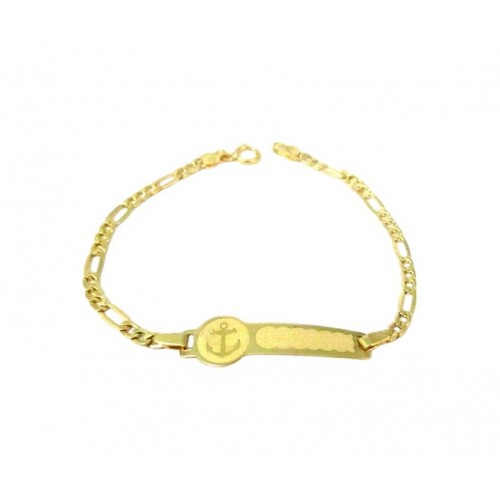 BRACCIALE PIASTRINA BEBE ANCORA IN ORO GIALLO 18 KT 