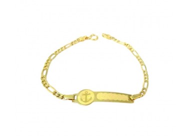 BRACCIALE PIASTRINA BEBE ANCORA IN ORO GIALLO 18 KT
