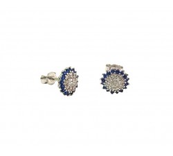 ORECCHINI IN ORO BIANCO 18 KT CON ZIRCONI AZZURRI E BIANCHI TAGLIO BRILLANTE