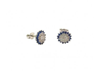 ORECCHINI IN ORO BIANCO 18 KT CON ZIRCONI AZZURRI E BIANCHI TAGLIO BRILLANTE