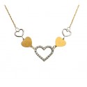 COLLANA DA DONNA CUORE IN ORO BIANCO E GIALLO 18 KT CON ZIRCONI TAGLIO BRILLANTE