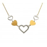 COLLANA DA DONNA CUORE IN ORO BIANCO E GIALLO 18 KT CON ZIRCONI TAGLIO BRILLANTE
