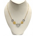 COLLANA DA DONNA CUORE IN ORO BIANCO E GIALLO 18 KT CON ZIRCONI TAGLIO BRILLANTE