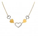 COLLANA DA DONNA CUORE IN ORO BIANCO E GIALLO 18 KT CON ZIRCONI TAGLIO BRILLANTE