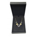 COLLANA DA DONNA CUORE IN ORO BIANCO E GIALLO 18 KT CON ZIRCONI TAGLIO BRILLANTE