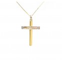 COLLANA UNISEX CON CROCE IN ORO GIALLO E BIANCO 18 KT