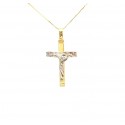 COLLANA UNISEX CON CROCIFISSO IN ORO GIALLO E BIANCO 18 KT