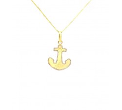 COLLANA DA UOMO ANCORA IN ORO GALLE E BIANCO 18 KT 