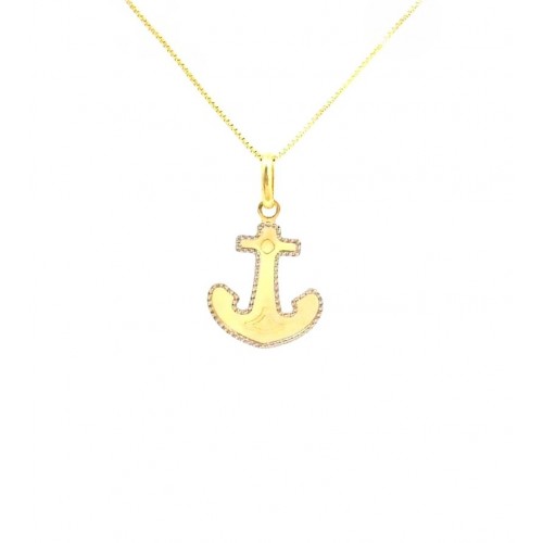 COLLANA DA UOMO ANCORA IN ORO GALLE E BIANCO 18 KT 