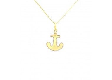 COLLANA DA UOMO ANCORA IN ORO GIALLO E BIANCO 18 KT