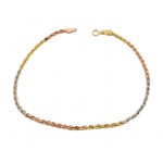 BRACCIALE CORDA FUNE IN ORO GIALLO BIANCO E ROSA 18 KT