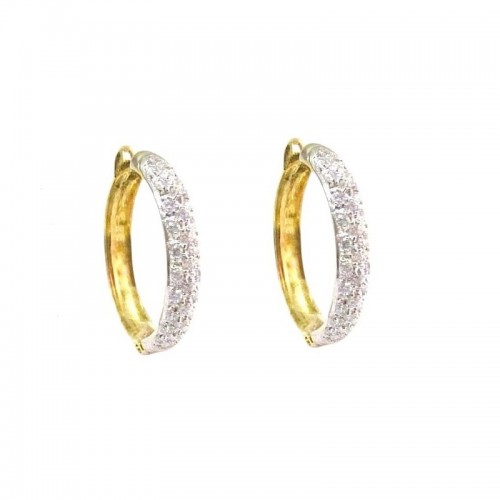 ORECCHINI CERCHI IN ORO GIALLO E BIANCO 18 KT CON ZIRCONI BIANCHI TAGLIO BRILLANTE
