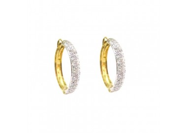 ORECCHINI CERCHI IN ORO GIALLO E BIANCO 18 KT CON ZIRCONI BIANCHI TAGLIO BRILLANTE