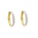 ORECCHINI CERCHI IN ORO GIALLO E BIANCO 18 KT CON ZIRCONI BIANCHI TAGLIO BRILLANTE
