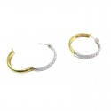 ORECCHINI CERCHI IN ORO GIALLO E BIANCO 18 KT CON ZIRCONI BIANCHI TAGLIO BRILLANTE