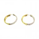 ORECCHINI CERCHI IN ORO GIALLO E BIANCO 18 KT CON ZIRCONI BIANCHI TAGLIO BRILLANTE