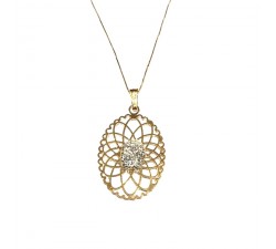 COLLANA DA DONNA CON CIONDOLO IN ORO GIALLO 18 KT E ZIRCONI TAGLIO BRILLANTE 