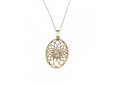 COLLANA DA DONNA CON CIONDOLO IN ORO GIALLO 18 KT E ZIRCONI TAGLIO BRILLANTE