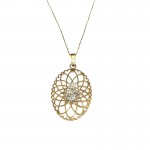 COLLANA DA DONNA CON CIONDOLO IN ORO GIALLO 18 KT E ZIRCONI TAGLIO BRILLANTE
