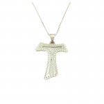 COLLANA CON CROCE TAU IN ORO BIANCO 18 KT