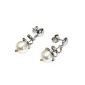 ORECCHINI PENDENTI IN ORO BIANCO 18 KT CON PERLE BIANCHE