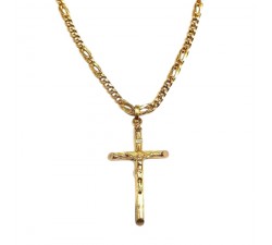COLLANA CATENA IN ORO GIALLO 18 KT CON CROCIFISSO