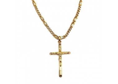 COLLANA CATENA IN ORO GIALLO 18 KT CON CROCIFISSO