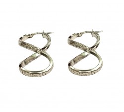 ORECCHINI CERCHI INFINITO IN ORO BIANCO 18 KT CON GRECA