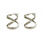 ORECCHINI CERCHI INFINITO IN ORO BIANCO 18 KT CON GRECA