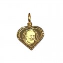 CIONDOLO CUORE SAN PIO IN ORO GIALLO 18 KT