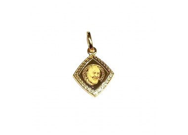 CIONDOLO SAN PIO IN ORO GIALLO 18 KT + COLLANA LACCIO IN OMAGGIO