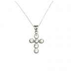COLLANA DA DONNA IN ORO BIANCO18 KT CON CROCE E ZIRCONI TAGLIO BRILLANTE