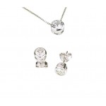 COMPLETO PARURE COLLANA E ORECCHINI PUNTO LUCE IN ARGENTO RODIATO ORO BIANCO 18 KT
