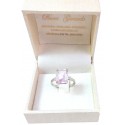 ANELLO SOLITARIO DA DONNA IN ORO BIANCO 18 KT CON ROSA DI FRANCIA
