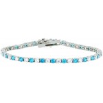 BRACCIALE TENNIS IN ARGENTO 925 CON ACQUAMARNA E ZIRCONI BIANCHI 