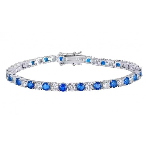 BRACCIALE TENNIS IN ARGENTO 925 CON E ZIRCONI BIANCHI E BLU ZAFFIRO