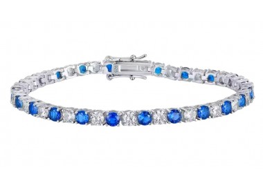 BRACCIALE TENNIS IN ARGENTO 925 CON E ZIRCONI BIANCHI E BLU ZAFFIRO