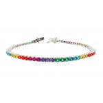 BRACCIALE TENNIS UNISEX IN ARGENTO 925 CON ZIRCONI MULTICOLOR ARCOBALENO
