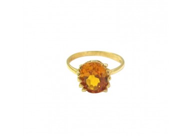 ANELLO SOLITARIO DA DONNA IN ORO GIALLO 18 KT CON ZIRCONE CITRINO