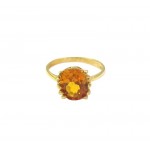 ANELLO SOLITARIO DA DONNA IN ORO GIALLO 18 KT CON ZIRCONE CITRINO