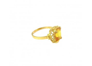 ANELLO DA DONNA IN ORO GIALLO 18 KT CON ZIRCONE CITRINO