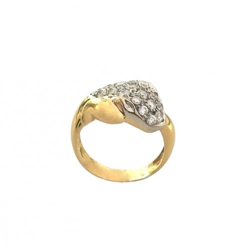 ANELLO DA DONNA SERPENTE IN ORO GIALLO E BIANCO 18 KT CON ZIRCONI TAGLIO BRILLANTE 