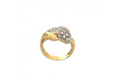 ANELLO DA DONNA SERPENTE IN ORO GIALLO E BIANCO 18 KT CON ZIRCONI