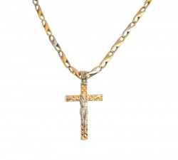 COLLANA CON CROCIFISSO IN ORO GIALLO E BIANCO 18 KT